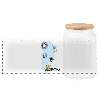 100% Argentina - Panorama Keksdose mit Holzdeckel - Weiß - Vorne