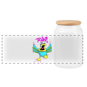 Panic Duck - Panoramic Cookie Jar with Wooden Lid - white - Front