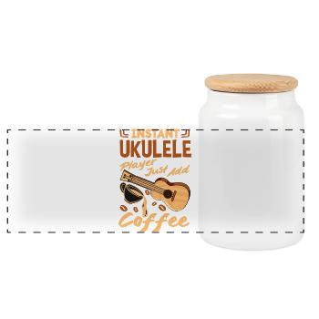 Funny Ukulele Designs and Sayings - Panoramic Cookie Jar with Wooden Lid - white - Front