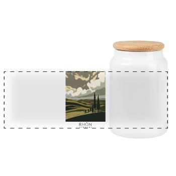 Rhön Vintage Landscape | National Park Style - Panorama Keksdose mit Holzdeckel - Weiß - Vorne