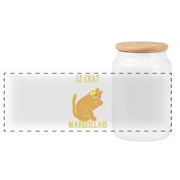 Le Chat Marseillais Floral - Boîte à biscuits avec couvercle en bois - blanc - Devant
