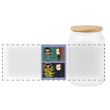 Une nouvelle en deux illustrations - Boîte à biscuits avec couvercle en bois - blanc - Devant