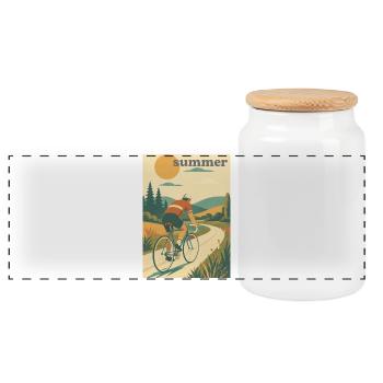 The Ride — Golden Path/summer - Panoramic Cookie Jar with Wooden Lid - white - Front