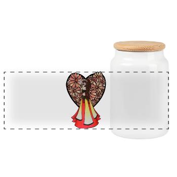 Danseuse florale bohème en robe vintage - Boîte à biscuits avec couvercle en bois - blanc - Devant