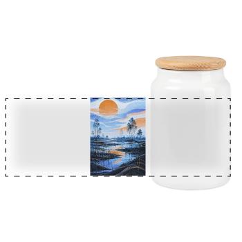 Feuchtgebietsträume — Blauer Himmel - Panorama Keksdose mit Holzdeckel - Weiß - Vorne