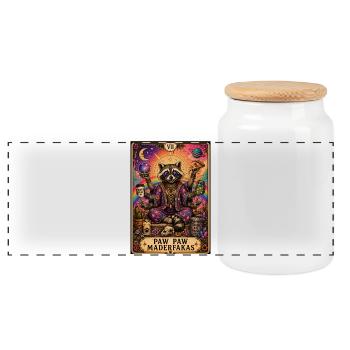 Paw Paw Maderfakas – Raton laveur magique - Boîte à biscuits avec couvercle en bois - blanc - Devant