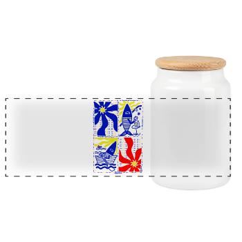 Quadre Provence Méditerranée pop art coloré - Boîte à biscuits avec couvercle en bois - blanc - Devant