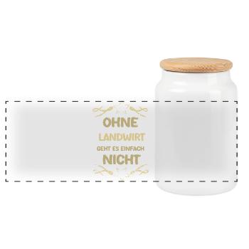 Landwirt als Spruch - Panorama Keksdose mit Holzdeckel - Weiß - Vorne