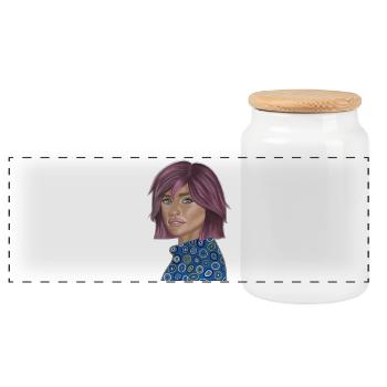 Pop Fashion Violett Porträt - Panorama Keksdose mit Holzdeckel - Weiß - Vorne