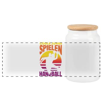 Handball Handballer Handball Trainer Fan Geschenk - Panorama Keksdose mit Holzdeckel - Weiß - Vorne