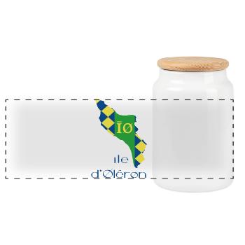 Île d'Oléron Carte Stylisée - Boîte à biscuits avec couvercle en bois - blanc - Devant
