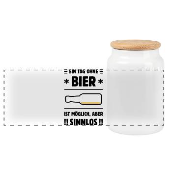 Ein Tag Ohne Bier Ist Möglich, Aber Sinnlos! POS2C - Panorama Keksdose mit Holzdeckel - Weiß - Vorne