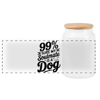 99 % sicher, dass mein Seelenverwandter ein Hund ist - Panorama Keksdose mit Holzdeckel - Weiß - Vorne