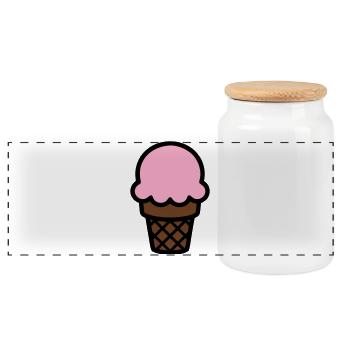 Eiscreme Waffel Icon - Panorama Keksdose mit Holzdeckel - Weiß - Vorne