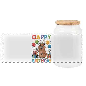 Life is Better with Capybaras - Süßes Nagetier - Panorama Keksdose mit Holzdeckel - Weiß - Vorne