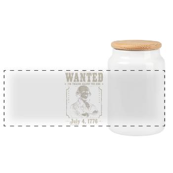 Wanted for Treason – Funny 4th of July – Jef - Panoramic Cookie Jar with Wooden Lid - white - Front