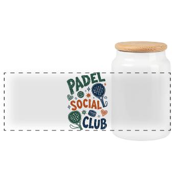Vintage Padel Social Club - Panorama Keksdose mit Holzdeckel - Weiß - Vorne