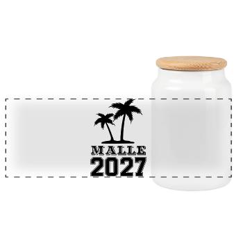 Malle 2027 - Panoramic Cookie Jar with Wooden Lid - white - Front