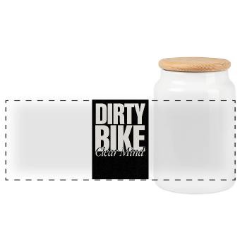 Dirty Bike Clear Mind - Panoramic Cookie Jar with Wooden Lid - white - Front