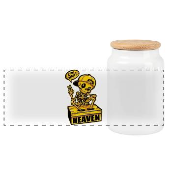 Skeleton Heaven can wait - Panoramic Cookie Jar with Wooden Lid - white - Front