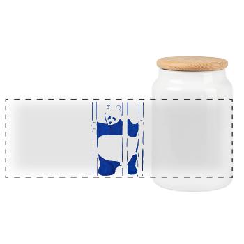 Watercolor Panda, Hand Drawn, No AI - Panoramic Cookie Jar with Wooden Lid - white - Front