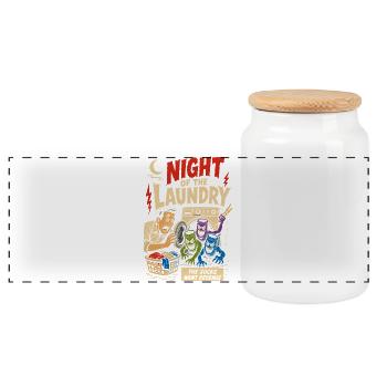Night of the Revenge Socks - Panoramic Cookie Jar with Wooden Lid - white - Front