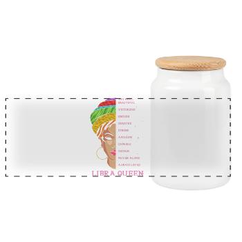 Signe du zodiaque Balance - Boîte à biscuits avec couvercle en bois - blanc - Devant
