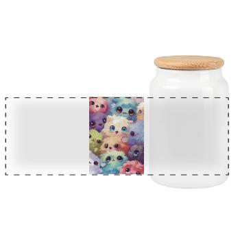 Adorable multicolored plush toys - Panoramic Cookie Jar with Wooden Lid - white - Front