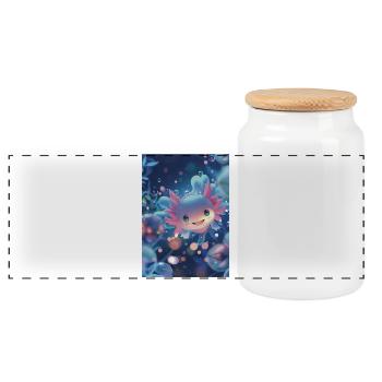 Axolotl Abyssal Fairy Fish - Panoramic Cookie Jar with Wooden Lid - white - Front