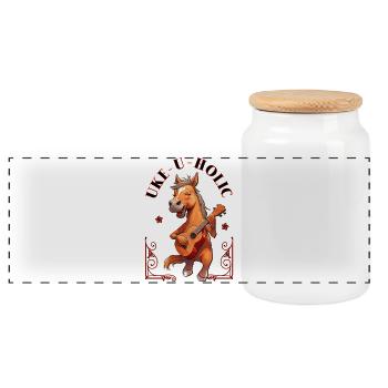 Uke-u-holic Horse - Panoramic Cookie Jar with Wooden Lid - white - Front