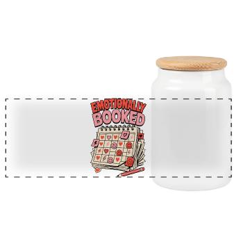 Emotionally Booked – Calendar Chaos - Panoramic Cookie Jar with Wooden Lid - white - Front