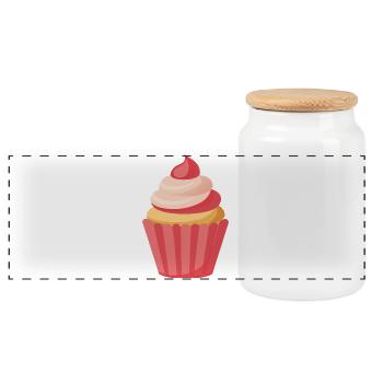 cupcake - Panoramic Cookie Jar with Wooden Lid - white - Front