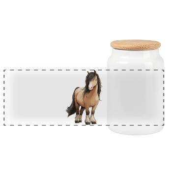 pony - Panoramic Cookie Jar with Wooden Lid - white - Front