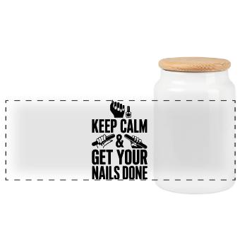 Keep Calm & Get Your Nails Done - Panoramic Cookie Jar with Wooden Lid - white - Front