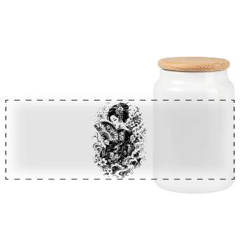 Geishas japonaises dans le style tatouage Irezumi - Boîte à biscuits avec couvercle en bois - blanc - Devant