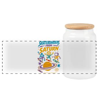 Skateboarders from Saturn - Panoramic Cookie Jar with Wooden Lid - white - Front