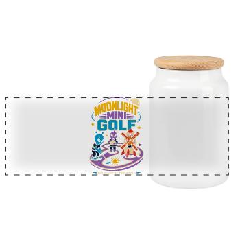 Mondschein Minigolf mit Aliens - Boîte à biscuits avec couvercle en bois - blanc - Devant