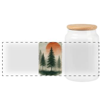 Aquarelle vintage de coucher de cheval forestier - Boîte à biscuits avec couvercle en bois - blanc - Devant