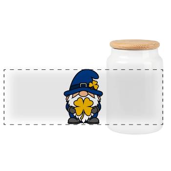 Nain Veinard Coloré avec Trèfle - Boîte à biscuits avec couvercle en bois - blanc - Devant
