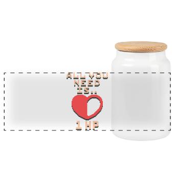 All You Need Is 1HP Pixel Art - Panoramic Cookie Jar with Wooden Lid - white - Front
