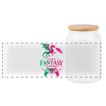 Love Fantasy Games Dragon Controller - Panoramic Cookie Jar with Wooden Lid - white - Front