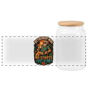 Retirement Mode No Stress Just Vibes - Panoramic Cookie Jar with Wooden Lid - white - Front