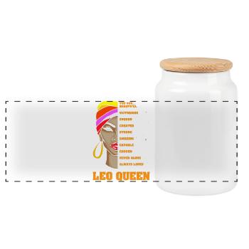 Signe du zodiaque Lion - Boîte à biscuits avec couvercle en bois - blanc - Devant