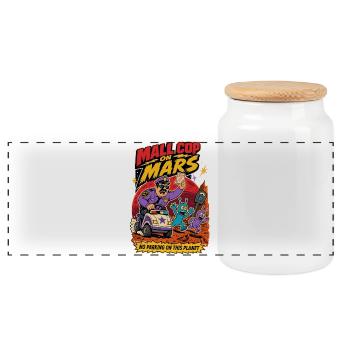 Mall Cop on Mars – Alien Parking Humor - Panoramic Cookie Jar with Wooden Lid - white - Front