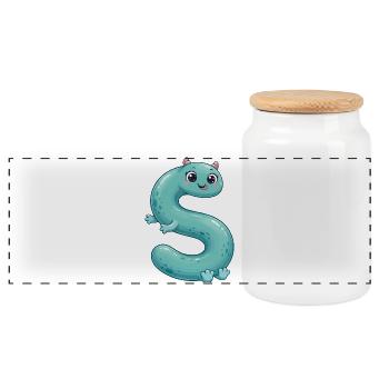 Niedlicher Buchstaben S Monster Alphabet Charakter Teal Kids - Panorama Keksdose mit Holzdeckel - Weiß - Vorne