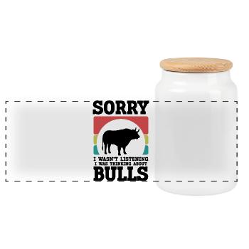 Stier Spruch Retro-Look - Panorama Keksdose mit Holzdeckel - Weiß - Vorne