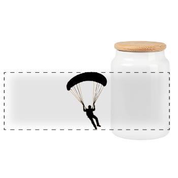 Paragleiter Silhouette - Panorama Keksdose mit Holzdeckel - Weiß - Vorne