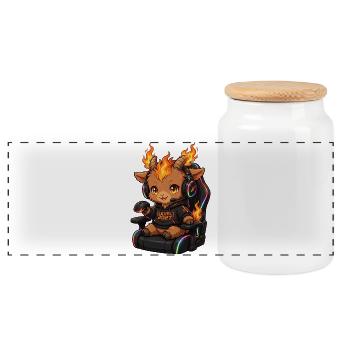 Kawaii Gamer Girl Fire Goat Shirt | Pink Headset  - Panorama Keksdose mit Holzdeckel - Weiß - Vorne