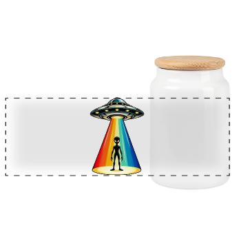 Rainbow Beam UFO-Entführung - Panorama Keksdose mit Holzdeckel - Weiß - Vorne