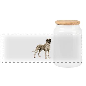 Great Dane Vintage Illustration – Classic Dog Graphic - Panoramic Cookie Jar with Wooden Lid - white - Front